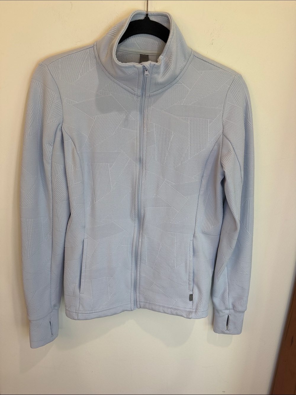 Mondetta Light Sky Blue Full Zip Jacquard Activewear Jacket w/Thumb Holes, S